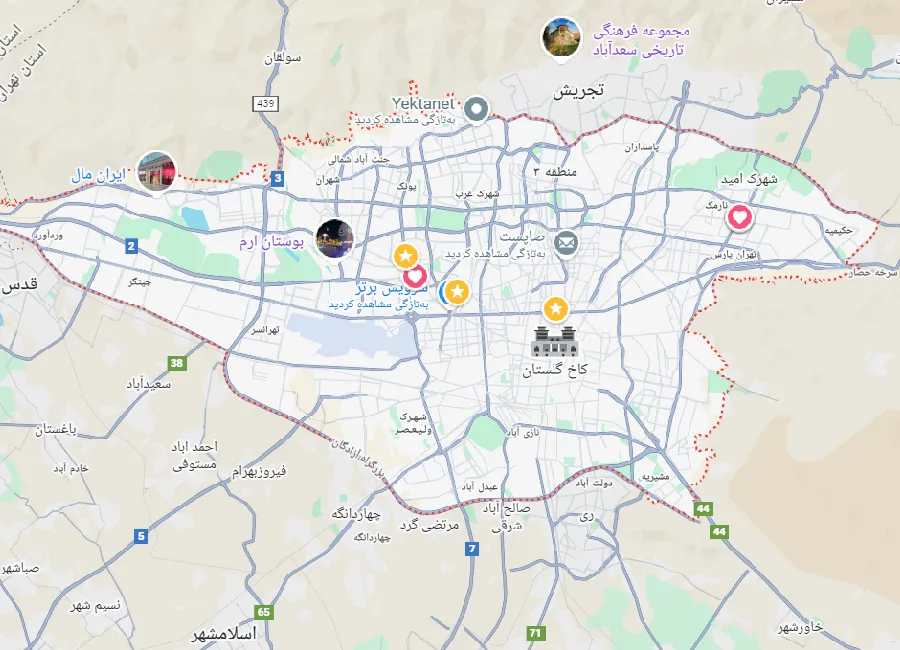 نقشه پوشش خدمات نمایندگی تعمیرات ایسر در تهران