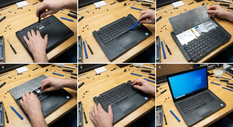 مراحل تعمیر کیبورد لپ تاپ دل