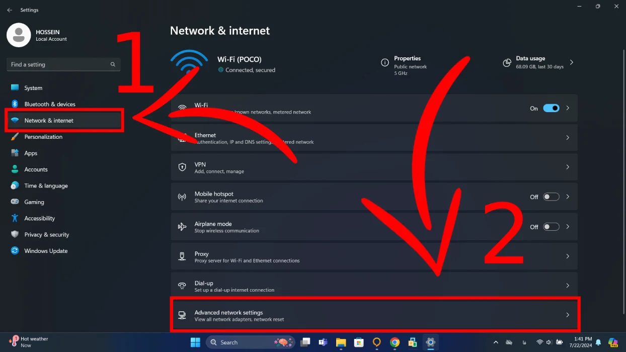 تنظیمات شبکه ویندوز 11