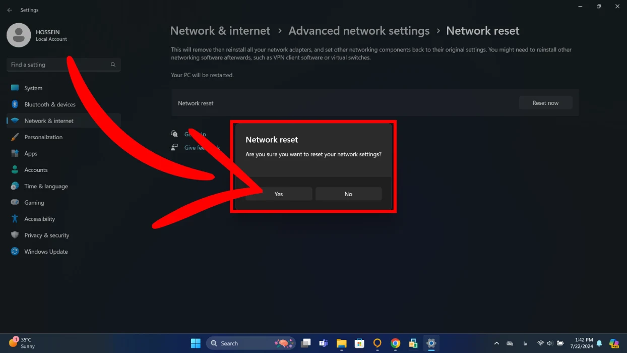 ریست نتوورک لپ تاپ اچ پی