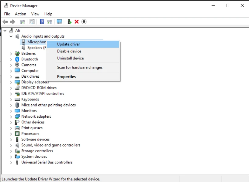آپدیت کردن درایور میکروفن لپ تاپ
