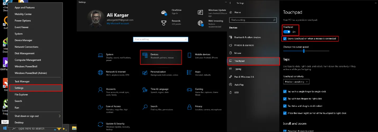 فعال كردن تاچ پد لپ تاپ ایسوس در ویندوز 10