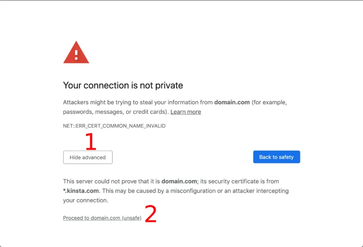 unsafe mode - اتصال شما خصوصی نیست