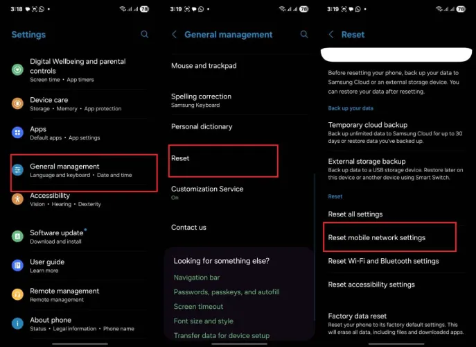 تنظیم مجدد تنظیمات شبکه
