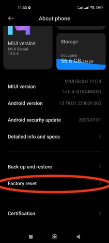 تنظیمات کارخانه شیائومی 2