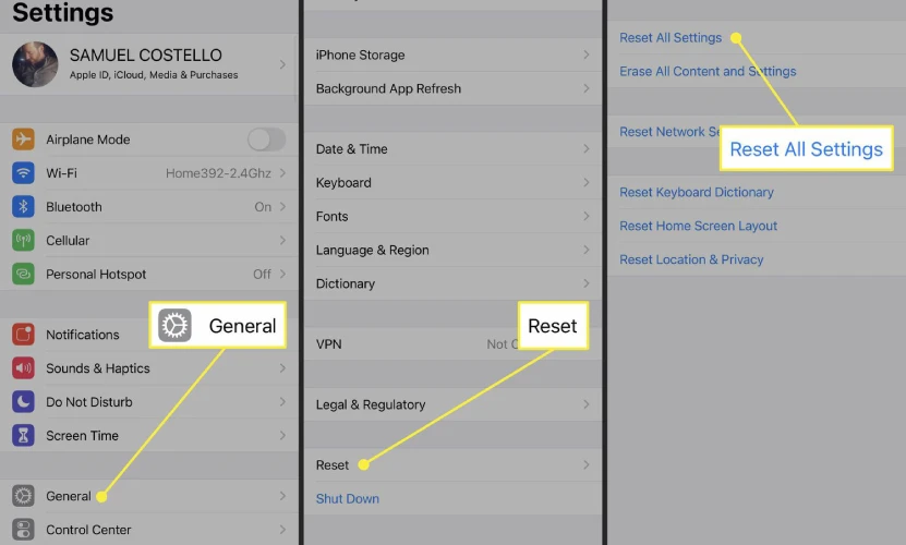 ریست فکتوری آیفون