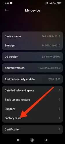 بازنشانی تنظیمات کارخانه (1)