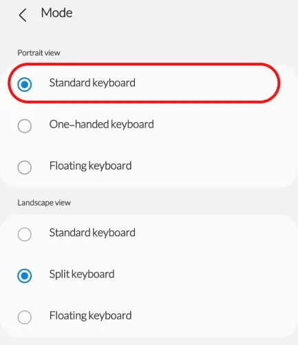 کیبورد استاندارد سامسونگ