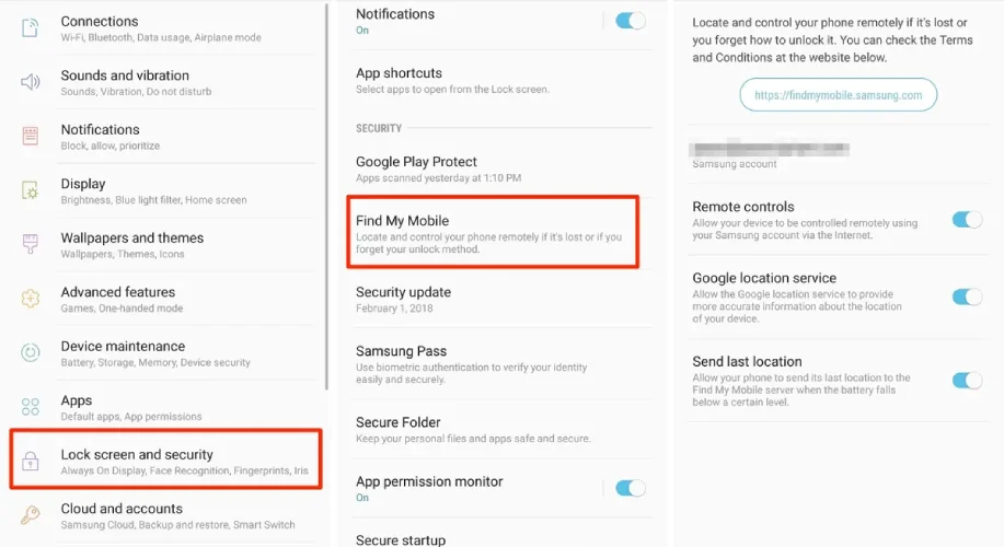نحوه فعال کردن قابلیت Find My Mobile در گوشی سامسونگ