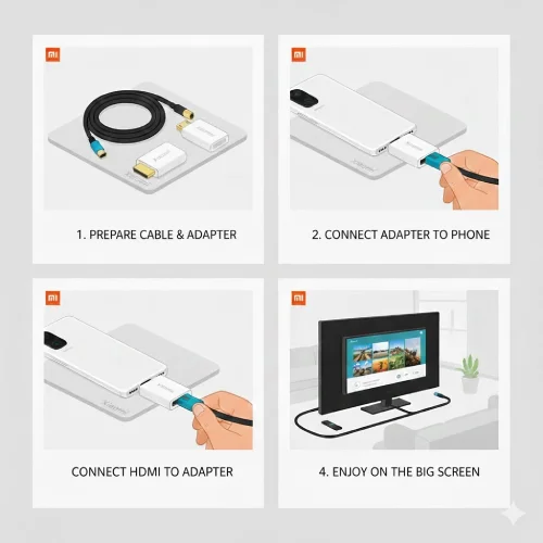 اتصال گوشی شیائومی به تلویزیون با کابل HDMI
