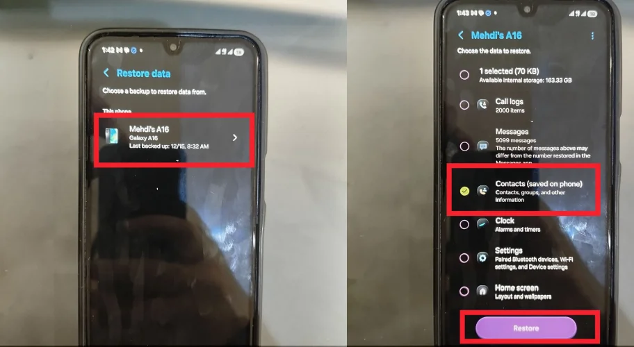 بازیابی شماره های حذف شده سامسونگ